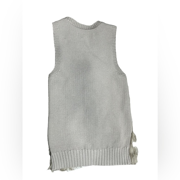 Sebby Collection knit faux‎ fur and feather open vest size Small - Picture 7 of 8